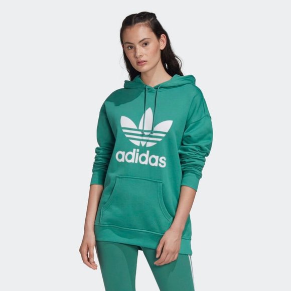adidas Tops - NWT ADIDAS ADICOLOR TREFOIL HOODIE Hydro Teal